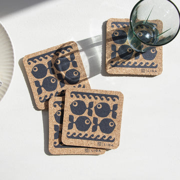 Liga x Hornsea Square Coaster Set of 4 - Fish