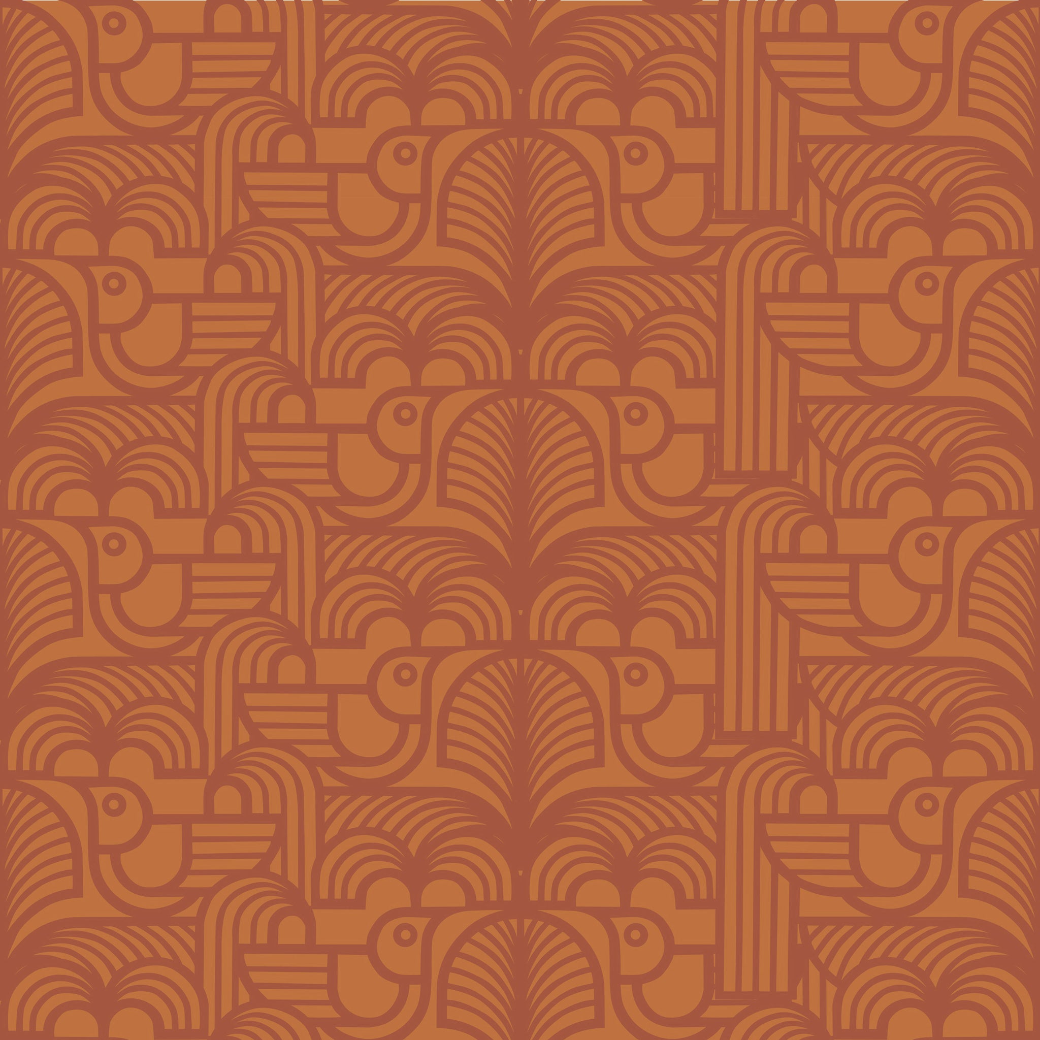 Hornsea Wallpaper - Deco Bird Terracotta