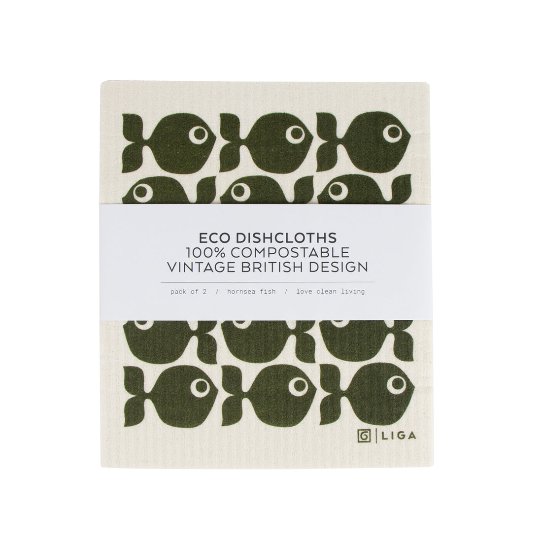 Liga x Hornsea ECO set of 2 Dishcloths - Fish