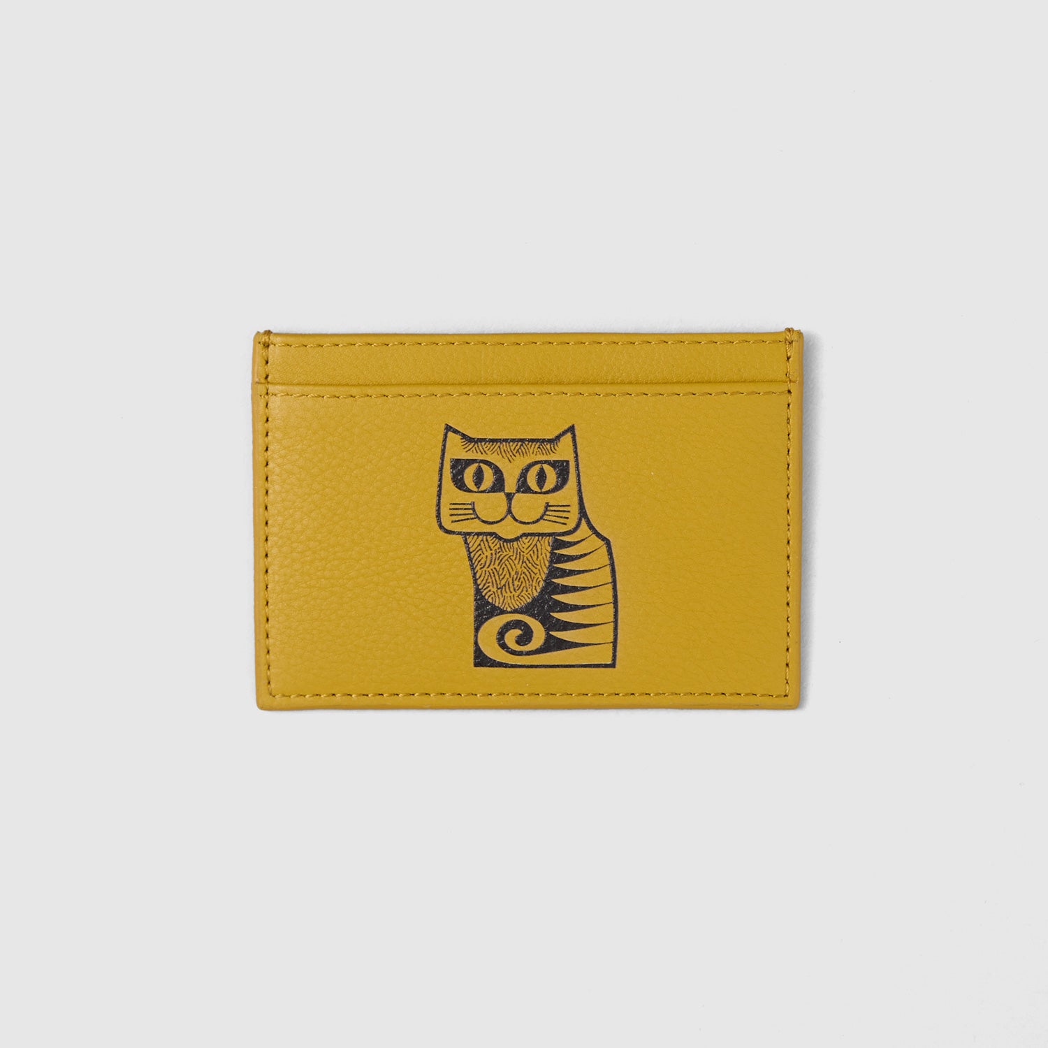 Mabel Sheppard x Hornsea Cat Leather Credit Card Case - Ochre