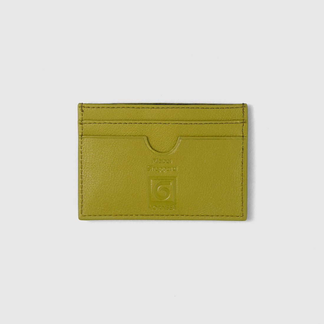 Mabel Sheppard x Hornsea Cat Leather Credit Card Case - Olive