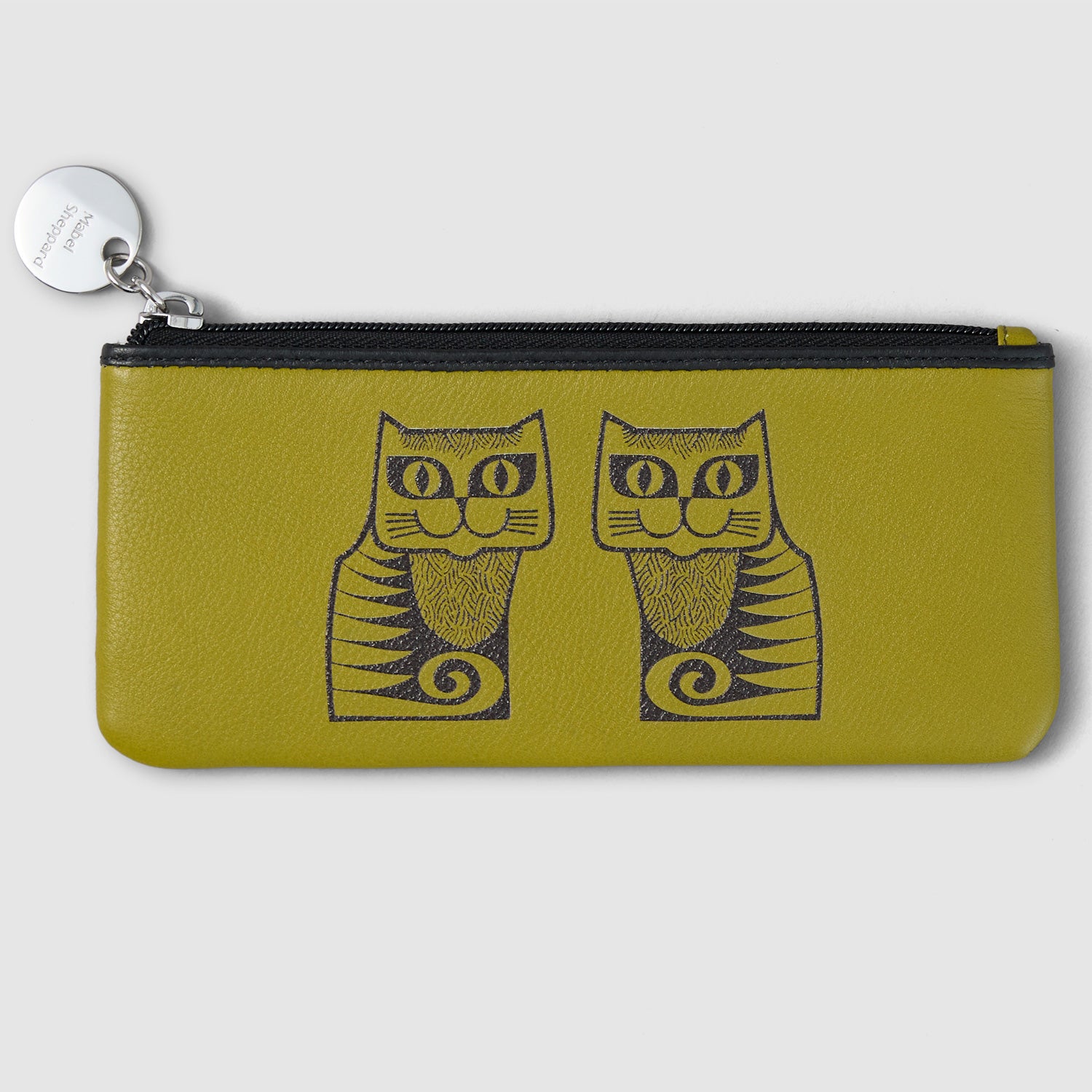 Mabel Sheppard x Hornsea Cat Leather Make-up Case - Olive