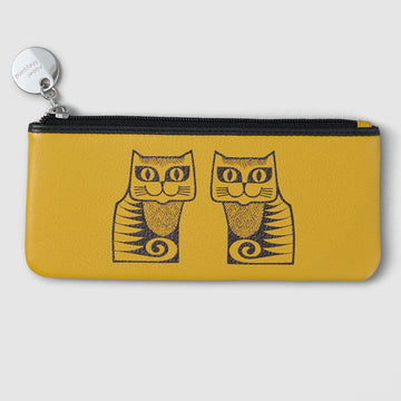 Mabel Sheppard x Hornsea Cat Leather Make-up Case - Ochre