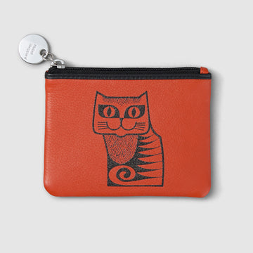 Mabel Sheppard x Hornsea Cat Leather Coin Purse - Orange