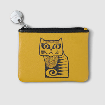 Mabel Sheppard x Hornsea Cat Leather Coin Purse - Ochre