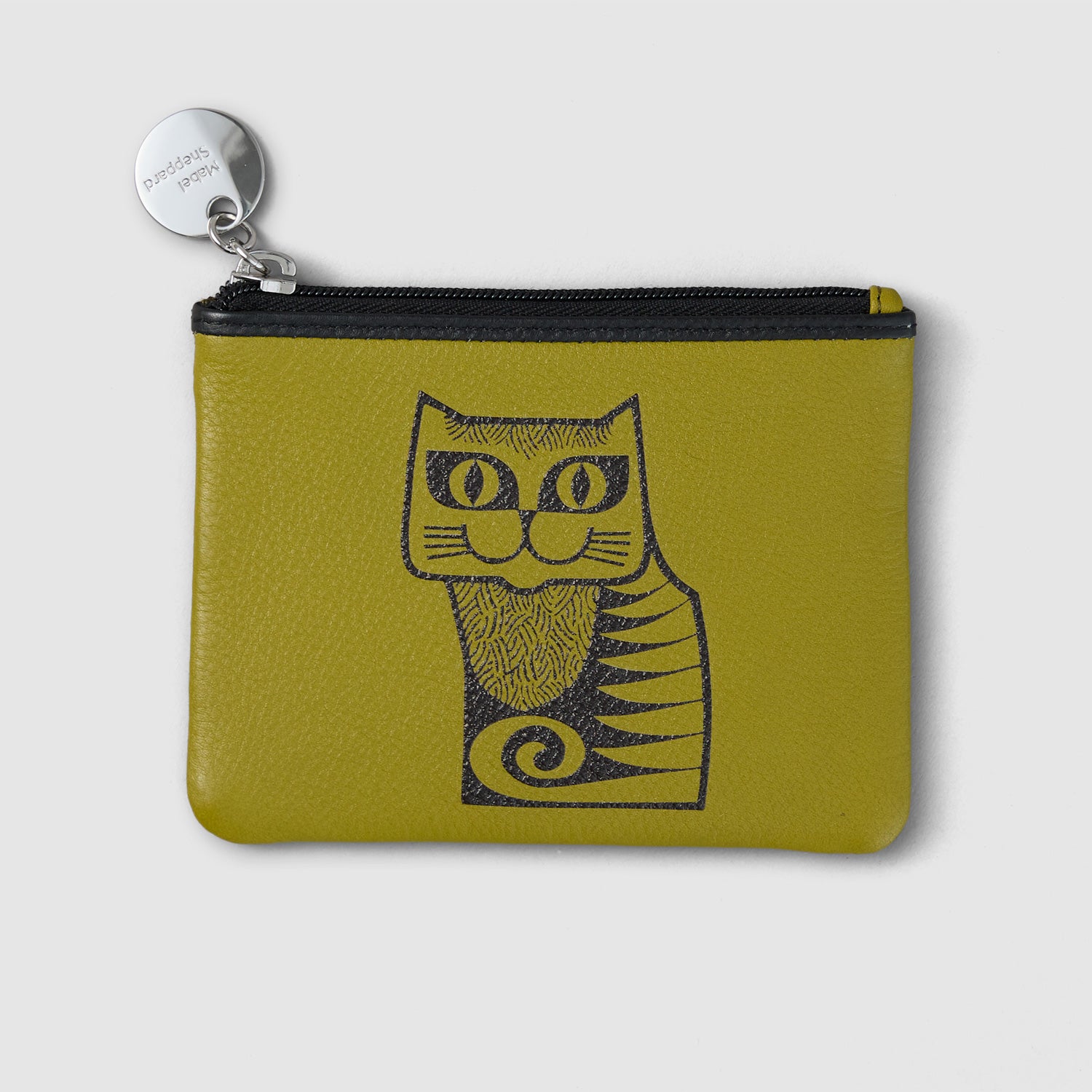 Mabel Sheppard x Hornsea Cat Leather Coin Purse - Olive