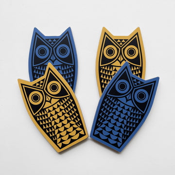 Magpie x Hornsea Owl Shaped Coasters - set of 4