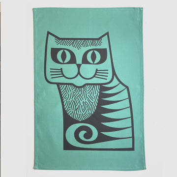 Magpie x Hornsea Cat Tea Towel - Teal