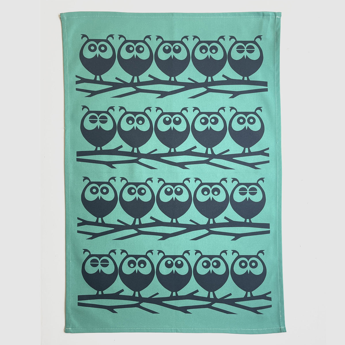 Magpie x Hornsea Owls on Branch Tea Towel