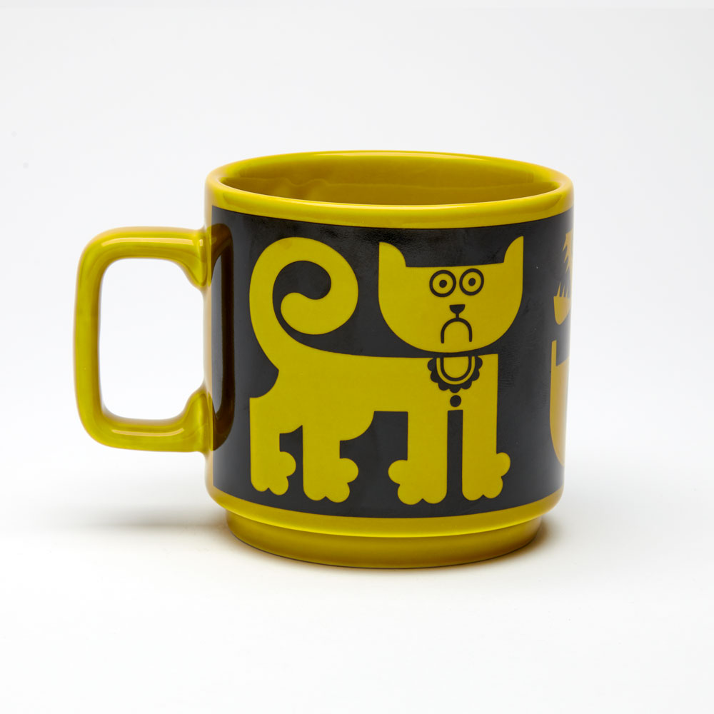 Magpie x Hornsea Mug - Cat & Pirhana Chartreuse