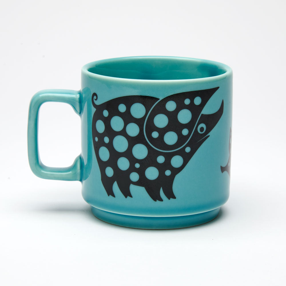 Magpie x Hornsea Mug - Piggie Family Teal